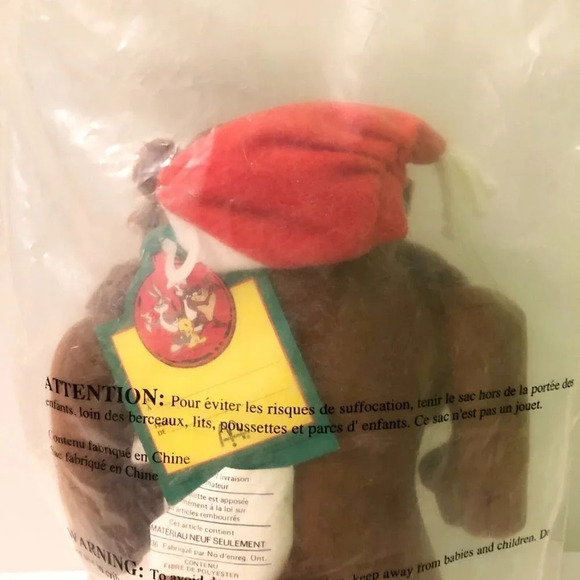 Vtg 1992 McDonalds Christmas Looney Tunes Tasmanian Devil Taz Plush Stuffed Toy - Picture 5 of 10